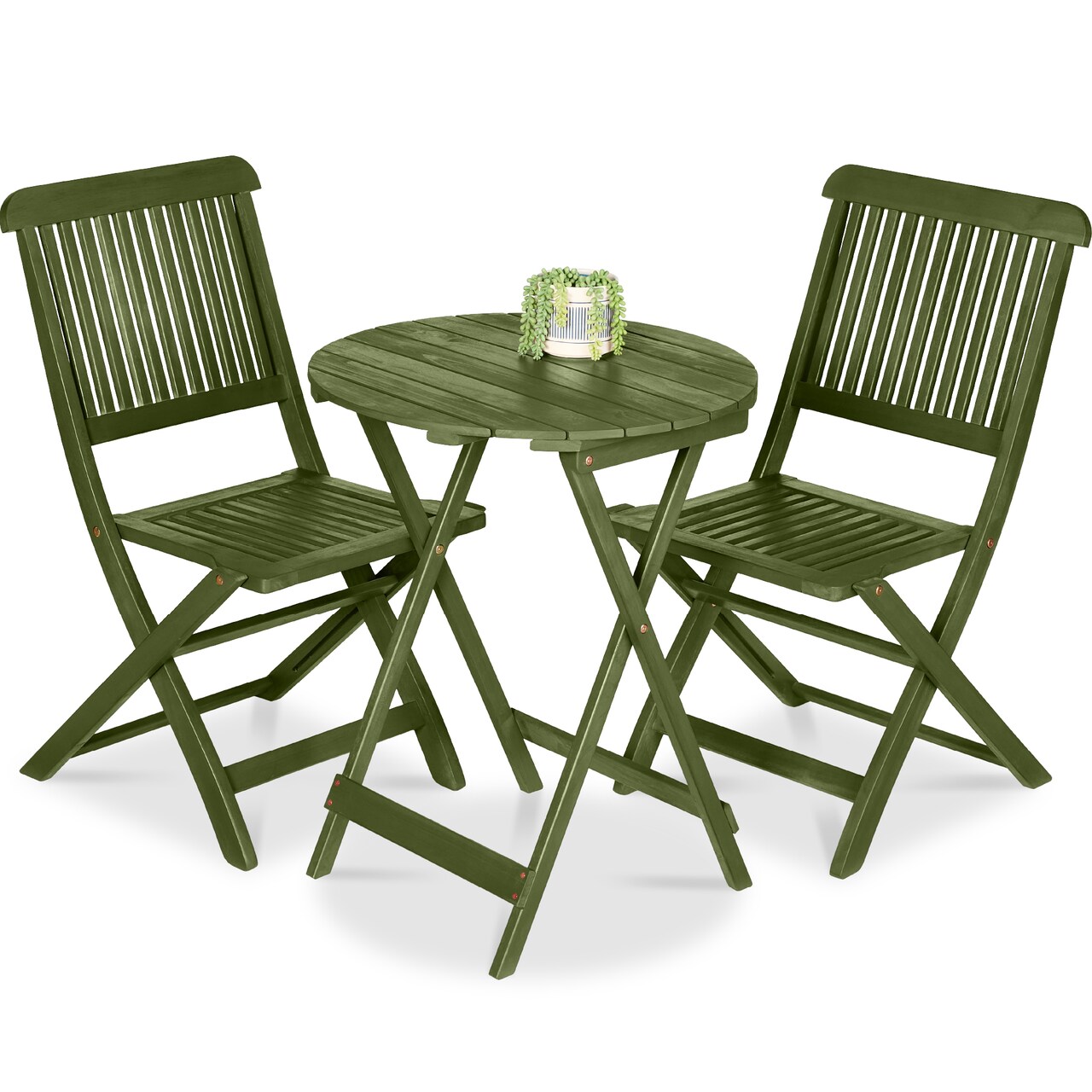 Best Choice Products 3-Piece Acacia Wood Bistro Set, Folding Patio Furniture w/ 2 Chairs, Table